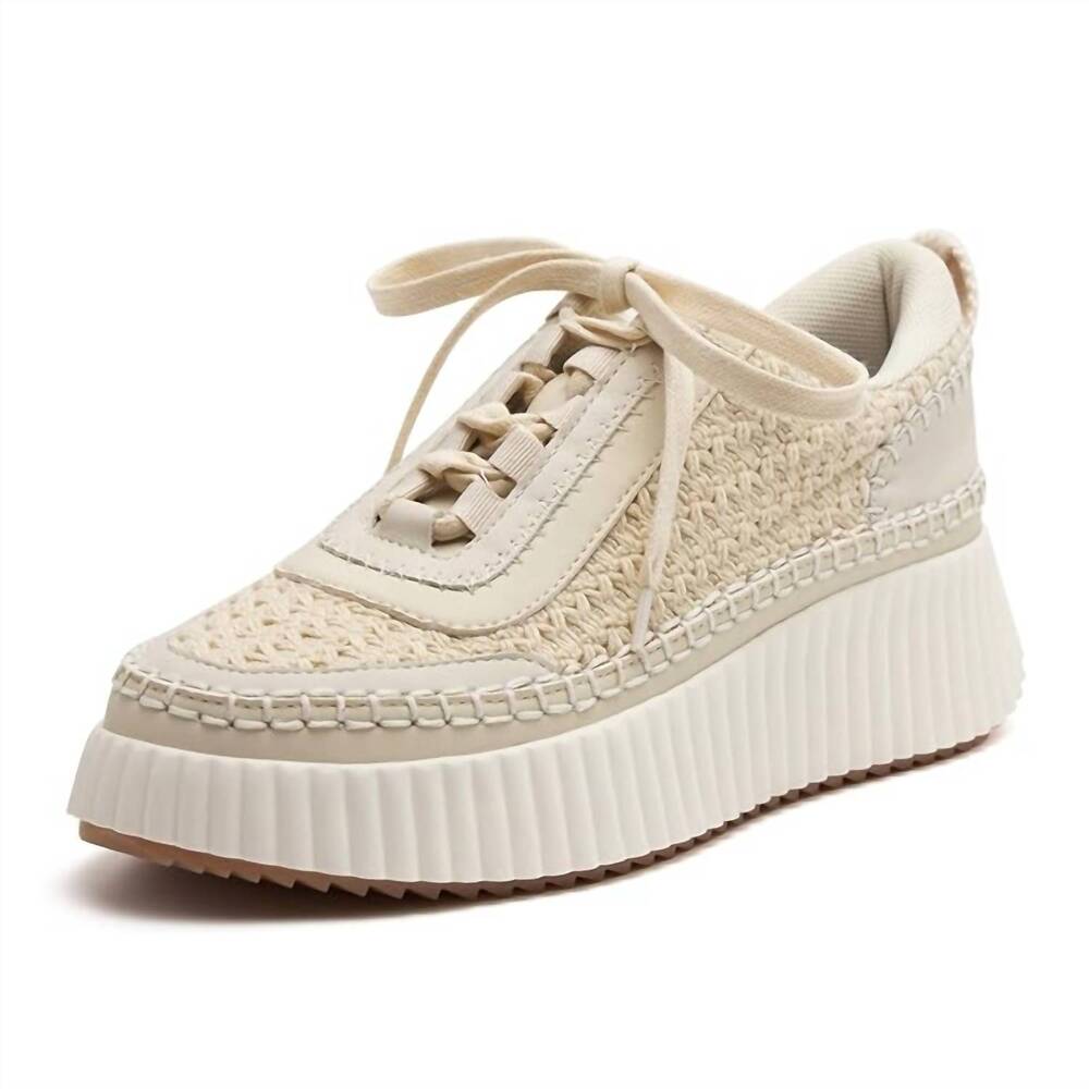 NEW JELLYPOP women's lace up platform woven sneakers in beige